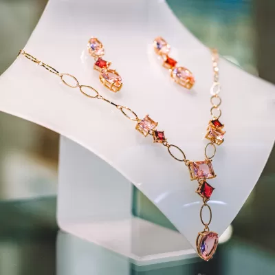 Conjunto Folheado Ouro 18k e Cristal 