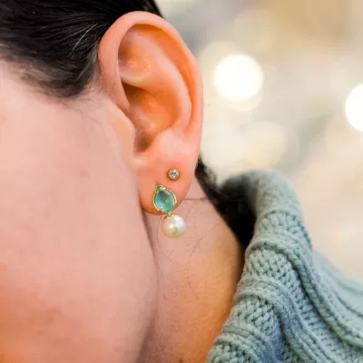 Brinco Folheado Ouro 18k e Zirc&ocirc;nia 