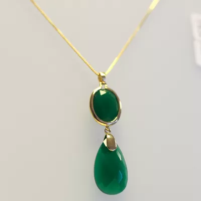 Colar Folheado Ouro 18k e Pedra Natural 