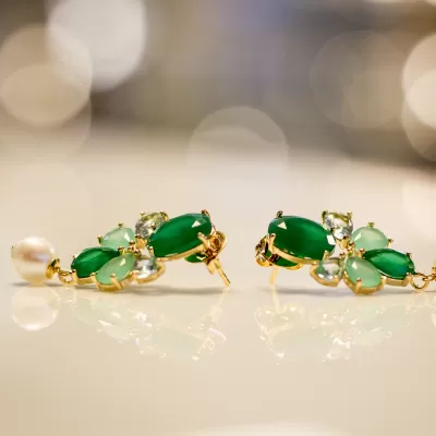 Brinco Folheado Ouro 18k e Cristal 